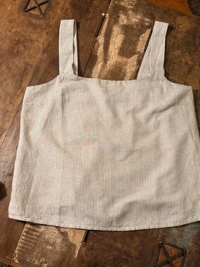 J. Crew Striped Square-Neck Tank - Cream & Denim Blue